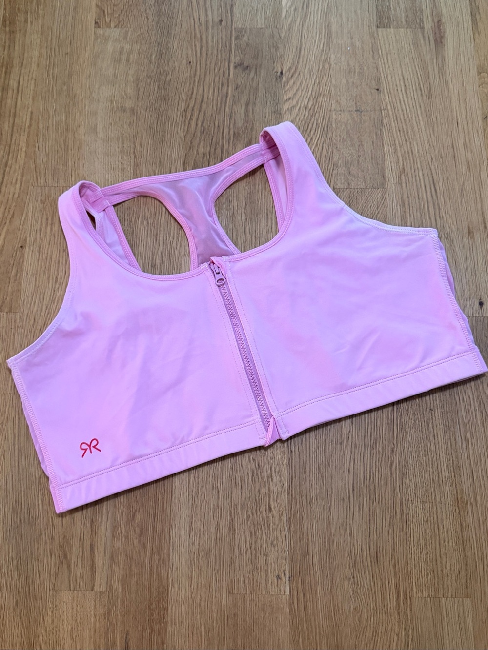 Ruby Ribbon 42 Pink Zip Front Unlined Racerback Sports Bra Style 1781